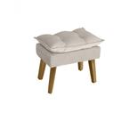 Puff Banqueta Decorativa Glamour Opala Com Pés Quadrado Bege