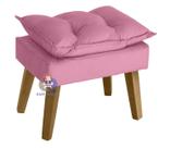 Puff Banqueta Decorativa Glamour Rosê Com Pés Quadrado