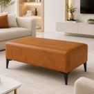 Puff Banqueta Decorativa Vegas Para Sala Quarto Closet material sintético Caramelo KN Móveis