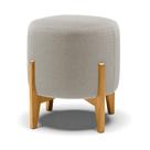 Puff Banqueta Decorativo Base Madeira Stella Bouclê Cinza D03 - D'Rossi