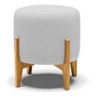 Puff Banqueta Decorativo Base Madeira Stella Linho D03 - D'Rossi
