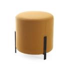 Puff Banqueta Decorativo Denver Redondo tecido Veludo Mostarda Pés Aço Preto Epóxi