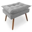Puff Banqueta Decorativo Opala Suede Cinza - Akemi Decor