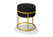 Puff Banqueta Decorativo Redondo Base De Ferro Dourado Para Sala Quarto Recepção - Envio em 24Horas