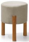Puff Banqueta Decorativo REDONDO Pés Em Madeira Maciça THOR Puff Banqueta Decorativo REDONDO Pés Em Madeira Maciça THOR