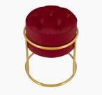 Puff Banqueta Estofado Decorativo Base De Ferro Capitonê Suede Bordo Eli Móveis e Decoração