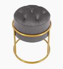 Puff Banqueta Estofado Decorativo Base De Ferro Capitonê Suede Grafite Eli Móveis e Decoração