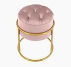 Puff Banqueta Estofado Decorativo Base De Ferro Capitonê Suede Rosa Do Lar Móveis e Decoração