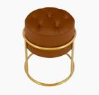 Puff Banqueta Estofado Decorativo Base De Ferro Capitonê Suede Terra Cota Do Lar Móveis e Decoração