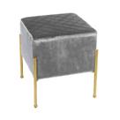 Puff Banqueta Industrial Dourada Lice Veludo Tresse Cinza E02 - D'Rossi