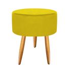 Puff Banqueta Puf Pés Palito Suede Amarelo Recepção Sala Quarto