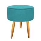 Puff Banqueta Puf Pés Palito Suede Azul Turquesa Recepção Sala Quarto