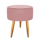 Puff Banqueta Puf Pés Palito Suede Rosê Recepção Sala Quarto