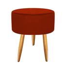 Puff Banqueta Puf Pés Palito Suede Vermelho Recepção Sala Quarto