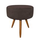 Puff Banqueta Redonda Nina Suede Pés Palito Castanho - Pallazio