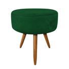 Puff Banqueta Redonda Nina Suede Verde Pés Palito Castanho - Pallazio