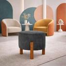 Puff Banqueta Redondo de Suede Varias Cores com Pés em Madeira Puff Banqueta Redondo de Suede Varias Cores com Pés em Madeira