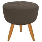Puff Banqueta Redondo Maitê Matelassê Suede Marrom Decoração para Sala