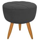 Puff Banqueta Redondo Maitê Suede Cinza Grafite Puff Banqueta Redondo Maitê Suede Cinza Grafite