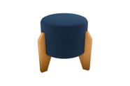 Puff Banqueta Redondo Pés Madeira Luxo Azul Matrix Puff Banqueta Redondo Pés Madeira Luxo Azul Matrix