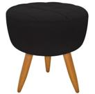 Puff banqueta redondo preto pé palito com detalhe em costura Puff banqueta redondo preto pé palito com detalhe em costura