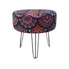 Puff Banqueta Rio Redondo Estampado Mandala Vermelho Pés De Aço Aramado - D'Rossi