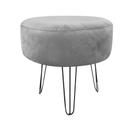 Puff Banqueta Rio Redondo Suede Cinza Pés de Aço Aramado - D'Rossi