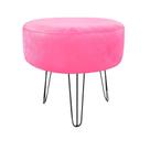 Puff Banqueta Rio Redondo Suede Rosa Barbie Pés de Aço Aramado - D'Rossi