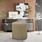 Puff Banqueta Viena Decorativo Redondo Linho Bege