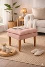 Puff Banquinho Apoio Para Os Pés Luxo Bege Variação:Suede Rosa Bebe