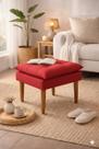 Puff Banquinho Apoio Para Os Pés Luxo Bege Variação:Suede Vermelho Puff Banquinho Apoio Para Os Pés Luxo Bege Variação:Suede Vermelho