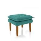 Puff Banquinho Apoio Para Os Pés Luxo Suede Azul Turquesa
