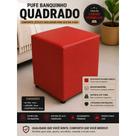 Puff Banquinho Quadrado Vermelho material sintético Premium Reforçado Decorativo Sala Quarto Escritório