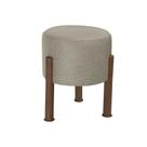 Puff Banquinho Redondo Decorativo Thor em Linho Pés Polietileno Cor Bege