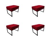 Puff Base Aluminio Tommy Veludo Preto - Kimi Design