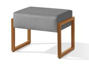 Puff Base Cobre Retangular Ferro 59cm Tecido Veludo Cor:Cinza