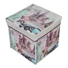 Puff Baú Banco Estampado Dobrável Porta Objetos 30 Cm