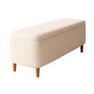 Puff Baú Bella 160cm Pés Madeira Bouclé Off White - sallar home