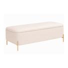 Puff Baú Bella 90cm Pés Alumínio Dourado material sintético Off White - sallar home