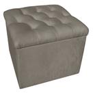 Puff Baú Capitonê Quadrado Suede Marrom Rato - D'Rossi