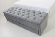 Puff Baú Com Gaveta 120x40x45cm Cor Cinza Médio no Tecido Veludo Liso (Guarda volume)