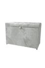 Puff baú estofado retangular - 68 cm - cinza claro - 100% mdf