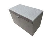 Puff Baú Estofado Retangular C/ Pistão á Gás Em Linho - Cinza Claro