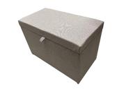 Puff Baú Estofado Retangular C/ Pistão á Gás Em Linho - Fendi