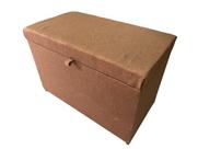 Puff Baú Estofado Retangular C/ Pistão á Gás Em Linho - Laranja