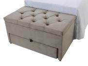 Puff Baú Gaveta (sapateiro infantil) 70x50x45cm Na cor Bege Claro Veludo Liso