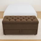 Puff Baú Gaveta (sapateiro infantil) 90x50x45cm Na cor Marrom Tecido Veludo Liso