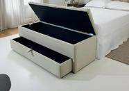 Puff Baú Guarda Volume 120x40x45cm Cor Bege Claro Estrutura em MDF