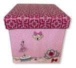 Puff Baú Mini Quadrado Desmontável Infantil Quarto Criança