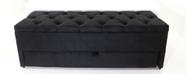 Puff Baú No Modelo em Capitonê 120x50x45cm Cor Preta Tecido em Veludo Suede Liso